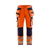 Highvis riipputaskuhousut 4-way stretch Huomio oranssi/Mariininsininen - Blåkläder