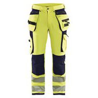 Highvis riipputaskuhousut 4-way stretch Huomio keltainen/Mariininsininen - Blåkläder