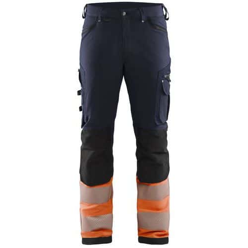 Highvis housut 4-way stretch Mariininsininen/Huomio oranssi - Blåkläder