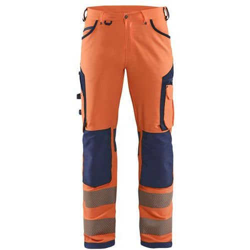 Highvis housut 4-way stretch Huomio keltainen/Mariininsininen - Blåkläder