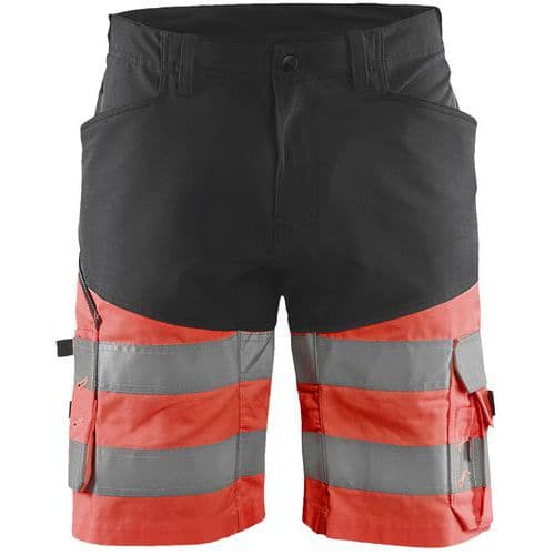 Highvis shortsit stretch Musta/Huomio punainen - Blåkläder