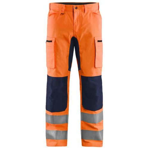 Highvis housut Stretch Huomio oranssi/Mariininsininen - Blåkläder