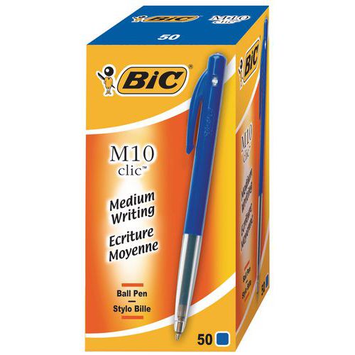 BIC M10 -kuulakärkikynä, sisäänvedettävä kärki - laatikko