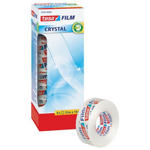 tesa Crystal-teippi, 33 m x 19 mm - 8 kpl:n pakkaus