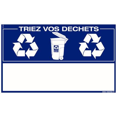 Kestävän kehityksen kyltti – ”Lajittele jätteesi” – Kiinnittyvä