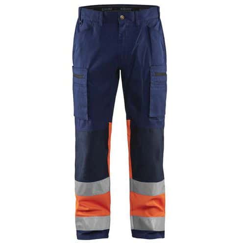 Highvis housut stretch Mariininsininen/Huomio oranssi - Blåkläder