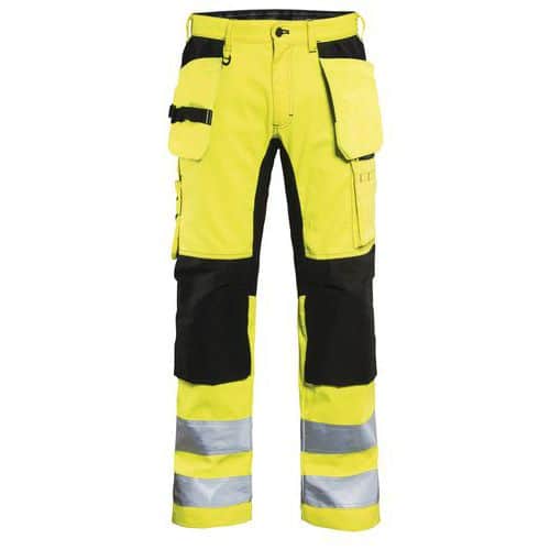 Highvis riipputaskuhousut stretch Huomio keltainen/Musta - Blåkläder