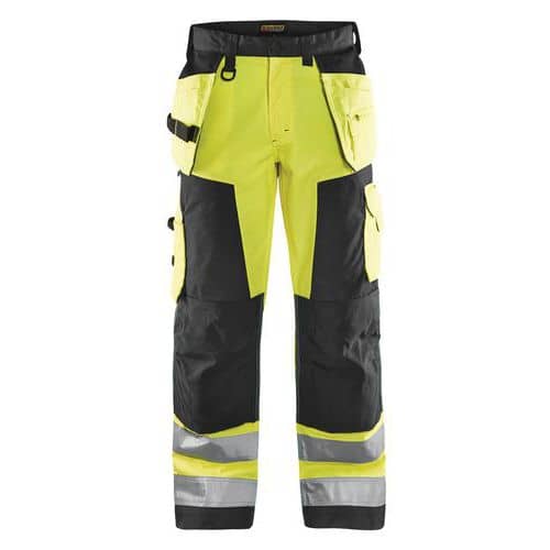 Highvis riipputaskuhousut Huomio keltainen/Musta - Blåkläder