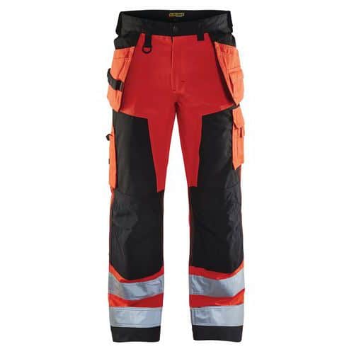 Highvis riipputaskuhousut Huomio punainen/Musta - Blåkläder