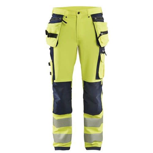 Highvis riipputaskuhousut 4-way stretch Huomio keltainen/Musta - Blåkläder