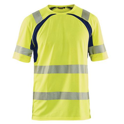 Highvis t-paita, UV-suoja Huomio keltainen/Mariininsininen - Blåkläder