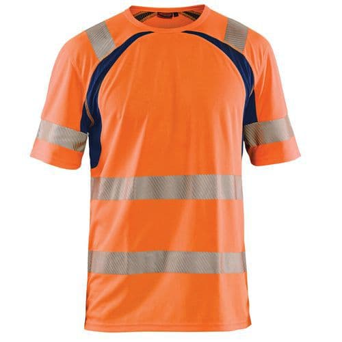 Highvis t-paita, UV-suoja Huomio oranssi/Mariininsininen - Blåkläder