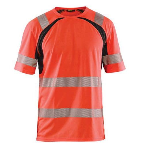 Highvis t-paita, UV-suoja Huomio punainen/Musta - Blåkläder