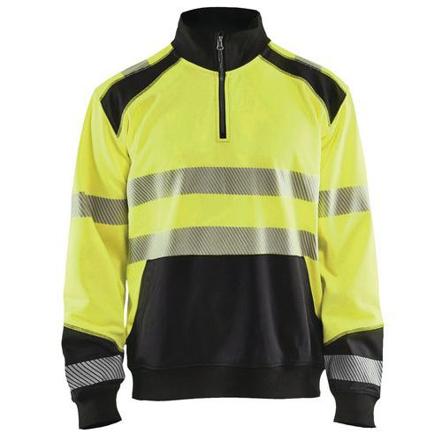 Highvis collegepaita lyhyellä vetoketjulla Huomio keltainen/Musta - Blåkläder