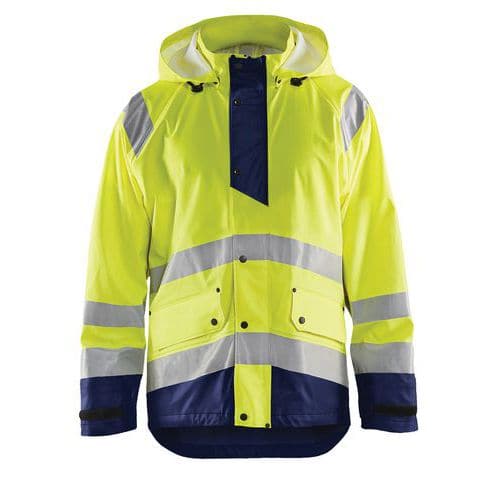 Highvis sadetakki, taso 1 Huomio keltainen/Mariininsininen - Blåkläder