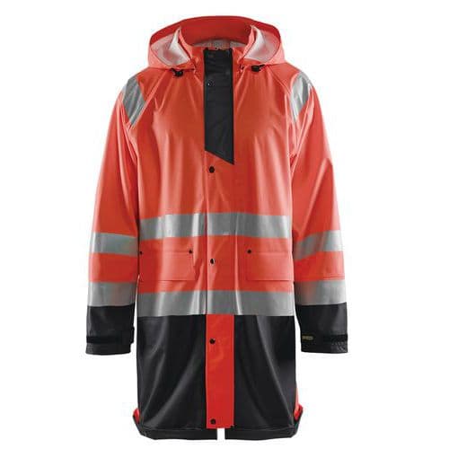 Highvis sadetakki, TASO 1 Huomio punainen/Musta - Blåkläder