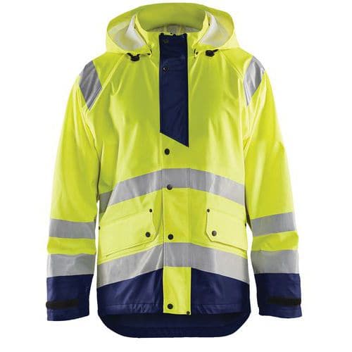 Highvis sadetakki, taso 3 Huomio keltainen/Mariininsininen - Blåkläder