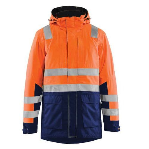 Highvis talviparka Huomio oranssi/Mariininsininen - Blåkläder