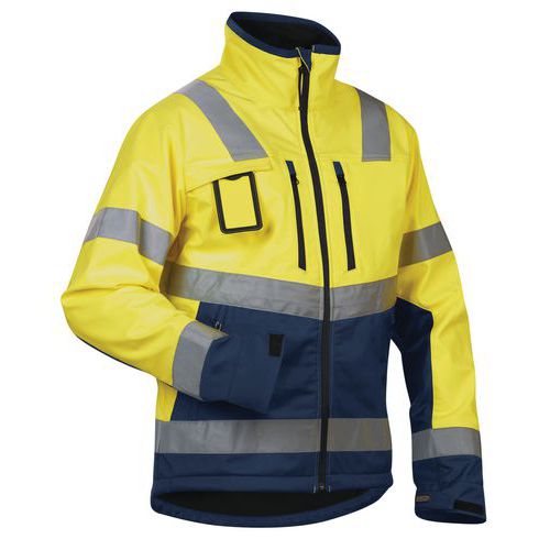 Highvis softshelltakki Huomio keltainen/Mariininsininen - Blåkläder