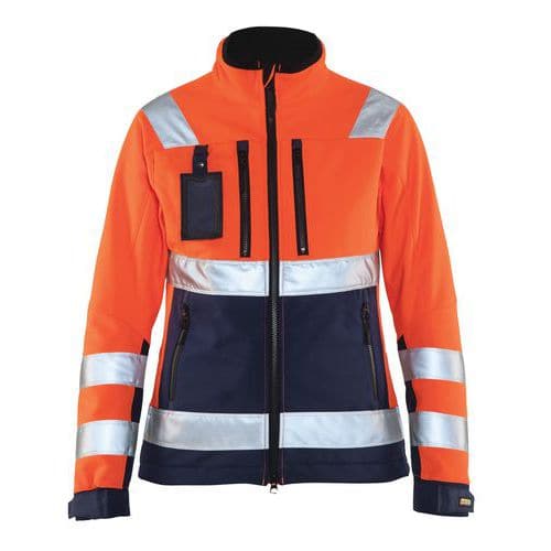 Naisten highvis softshelltakki Huomio oranssi/Mariininsininen - Blåkläder