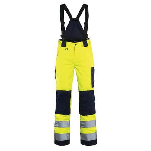 Naisten highvis talvihousut henkseleillä Huomio keltainen/Mariininsininen - Blåkläder