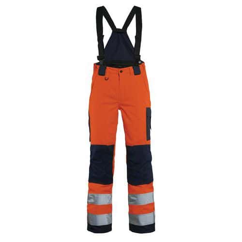 Naisten highvis talvihousut henkseleillä Huomio oranssi/Mariininsininen - Blåkläder