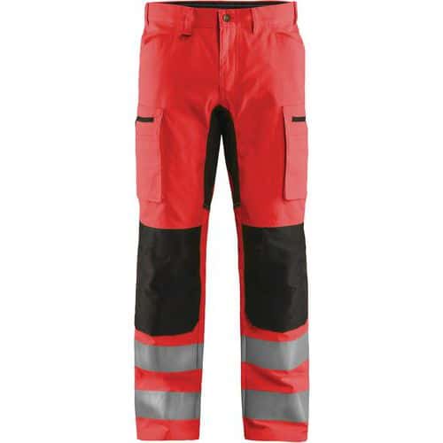 Highvis housut Stretch Huomio punainen/Musta - Blåkläder