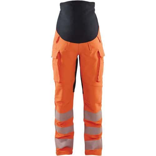 Highvis äitiyshousut 4-way stretch Huomio oranssi/Musta - Blåkläder