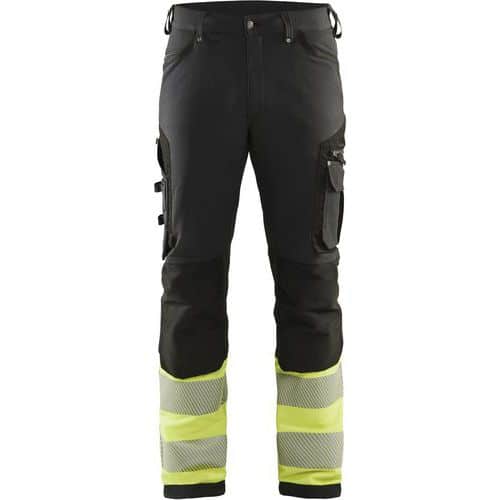 Highvis housut 4-way stretch Musta/Huomio keltainen - Blåkläder