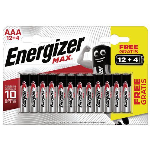 Max AAA/LR03 ‑paristot - 12 + 4 kpl:n pakkaus - Energizer