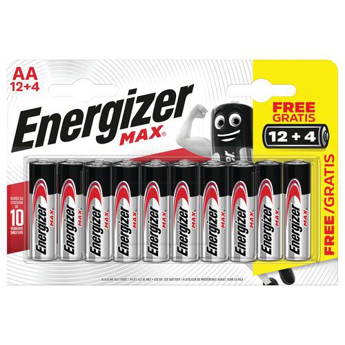 MAX-alkaliparistot - AA/LR6 - 12+4 kpl:n pakkaus - Energizer