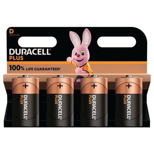 Plus 100% D ‑alkaliparisto - 2 tai 4 yksikköä - Duracell