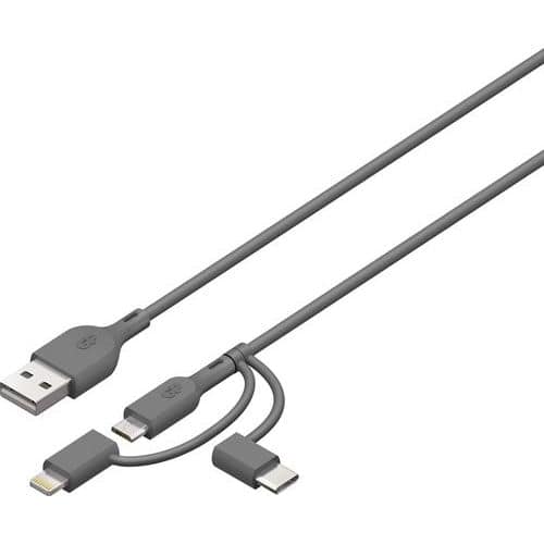 Kestävä 1-metrinen 3-in-1 USB-kaapeli, 18 W - GP