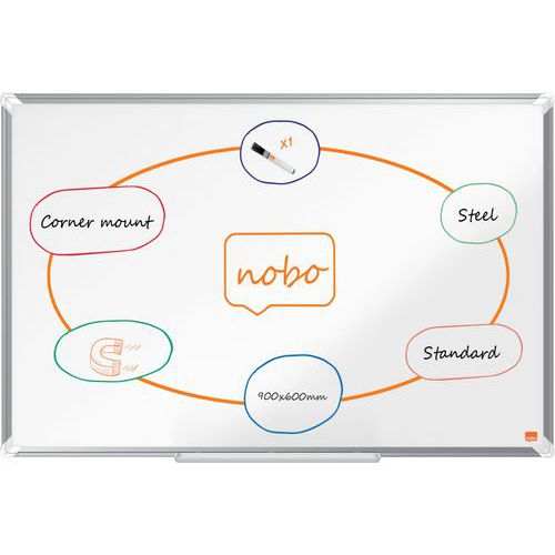 Whiteboard Premium Plus magneettinen teräspinta - Nobo