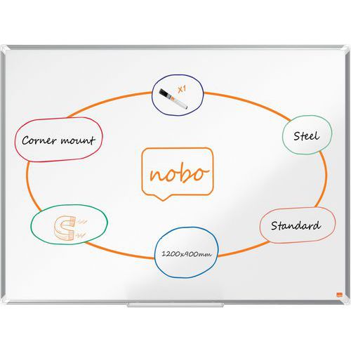 Whiteboard Premium Plus magneettinen teräspinta - Nobo