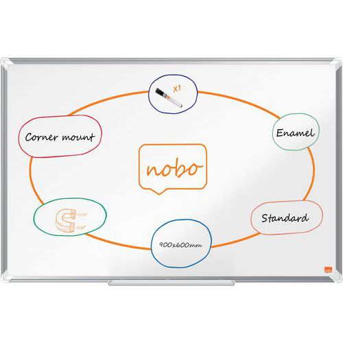 Whiteboard Premium Plus magneettinen emaloitu pinta - Nobo