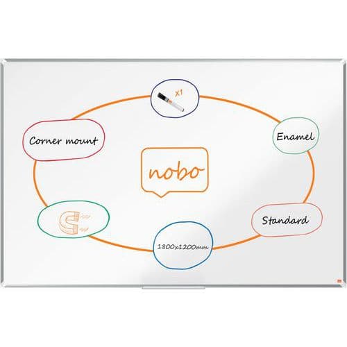 Whiteboard Premium Plus magneettinen emaloitu pinta - Nobo