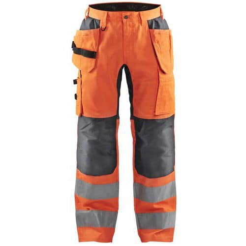 Highvis riipputaskuhousut stretch Huomio oranssi/Grafiitinharmaa - Blåkläder