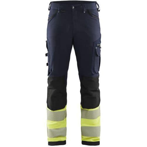 Naisten highvis riipputaskuhousut 4-way stretch Huomio keltainen/Musta - Blåkläder