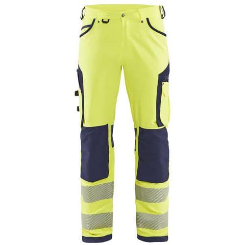 Highvis housut 4-way stretch Huomio oranssi/Mariininsininen - Blåkläder